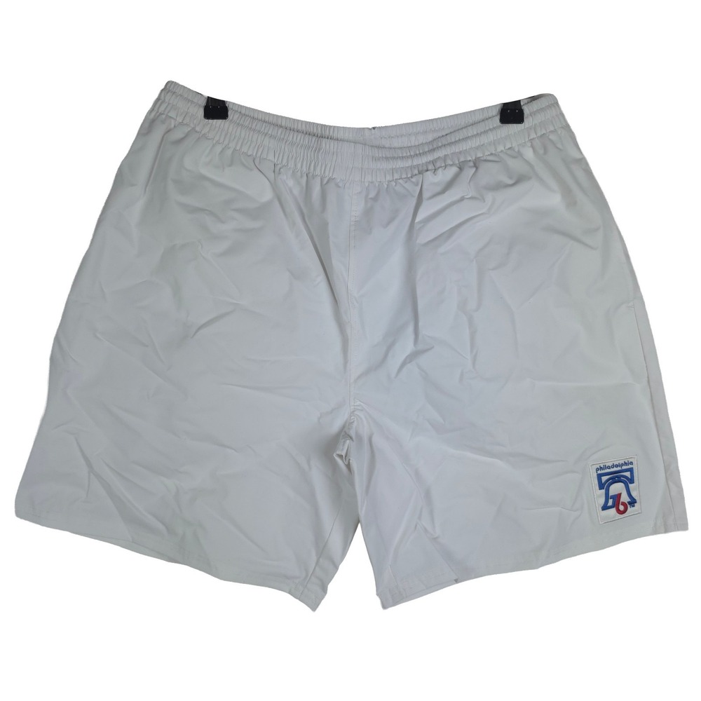 Philadelphia 76ers Mitchell & Ness NBA Large Nylon Shorts 7" Inseam White NWT